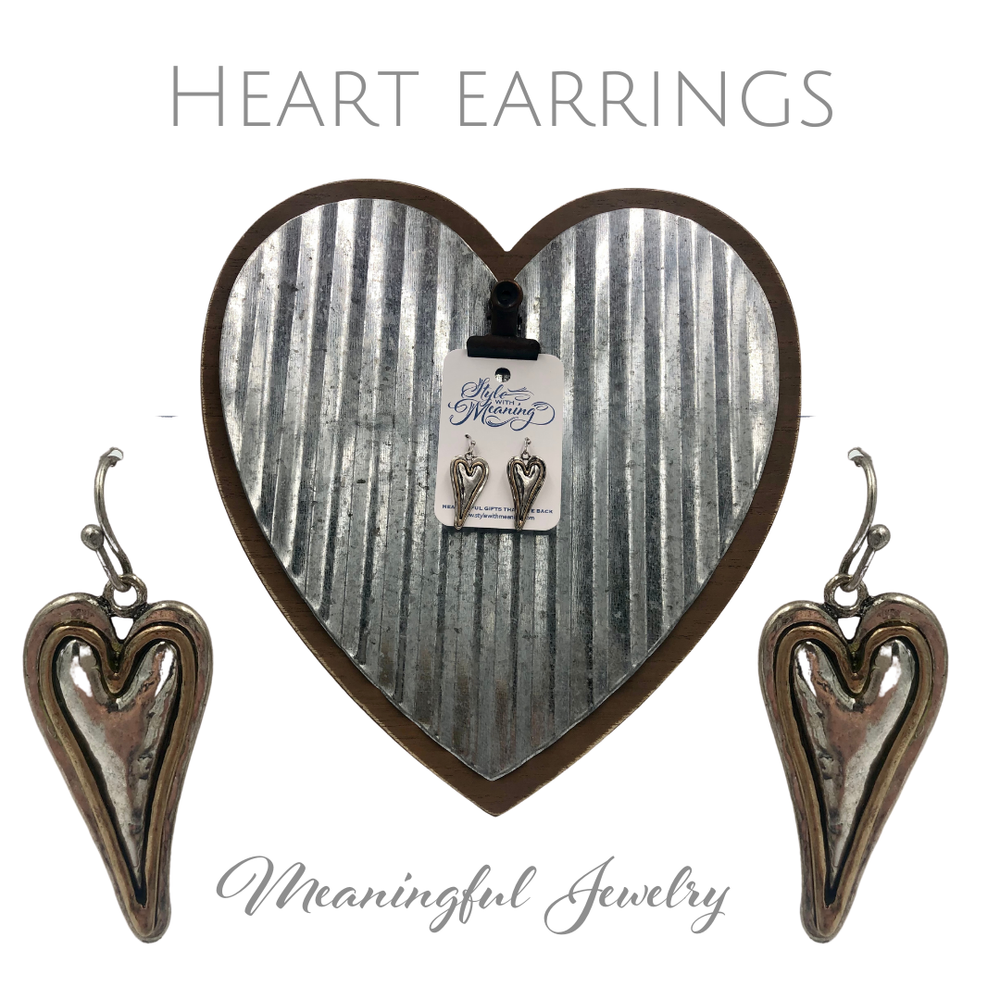 Heart Earrings Two Tone Metal