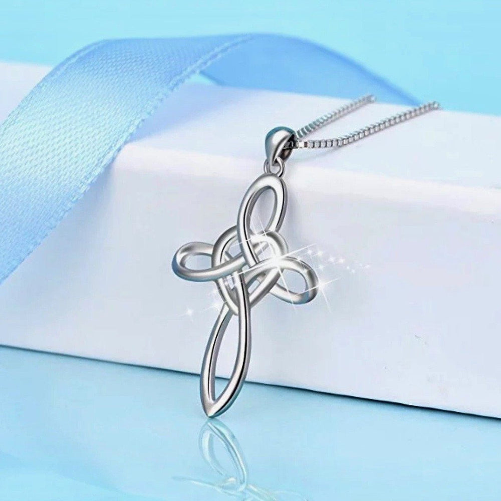 Silver Celtic Cross Pendant with Cable Chain - Connemara Marble