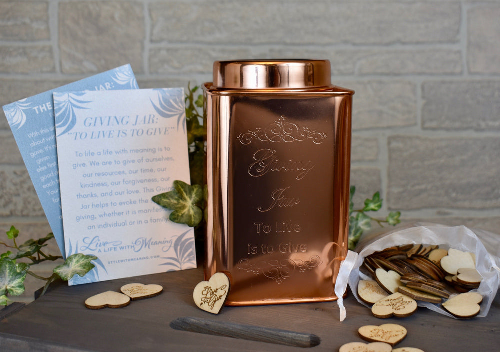stylewithmeaning.com 35.00 NPAHA04.40 Giving Jar: "To Live is to Give" - Copper Plated (EXCLUSIVE)