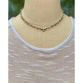 stylewithmeaning.com 35.00 NPHS03.50 Lovely Cross Choker Necklace, African Opal